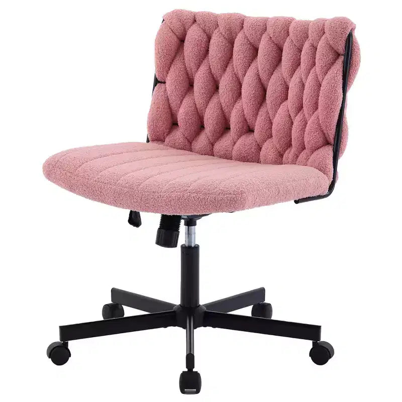Desk Chair, Criss Cross Chair with Rocking Function & Adjustable Height, Comfy Swivel Armless Chair, 300lbs Capacity Cross Legged Rolling Chair