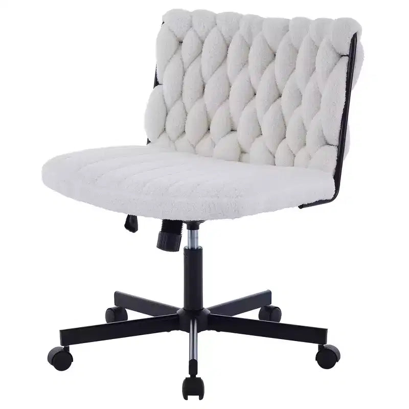 Desk Chair, Criss Cross Chair with Rocking Function & Adjustable Height, Comfy Swivel Armless Chair, 300lbs Capacity Cross Legged Rolling Chair