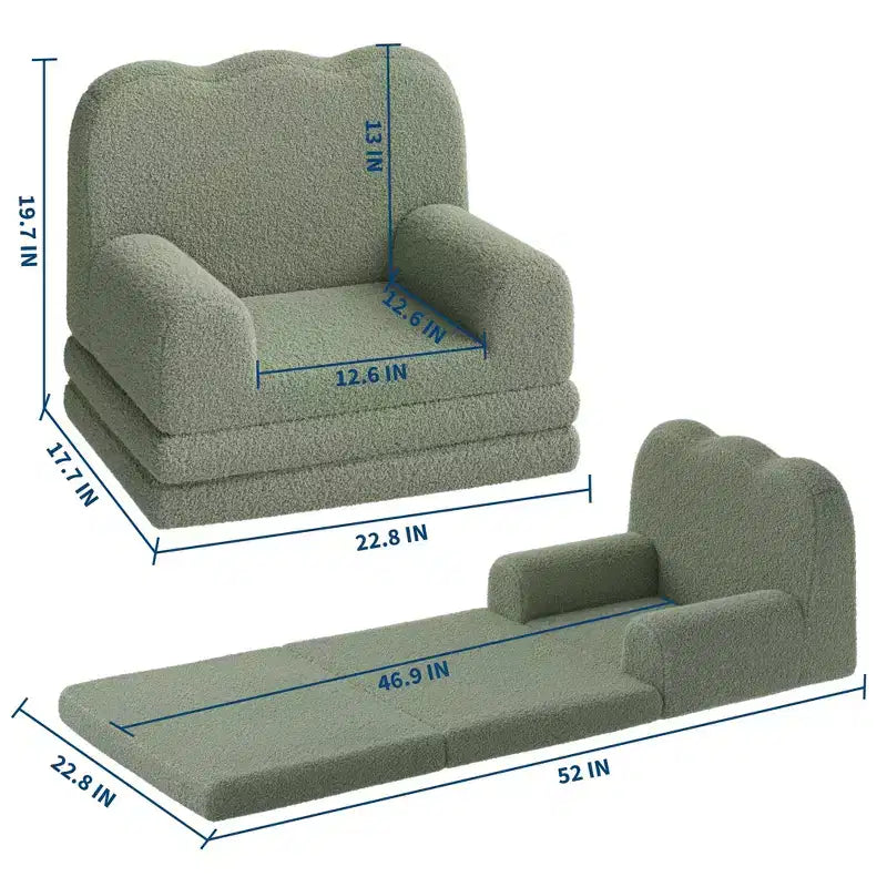 2-in-1 Comfy Couch Fold Out Lounger Foam Chair