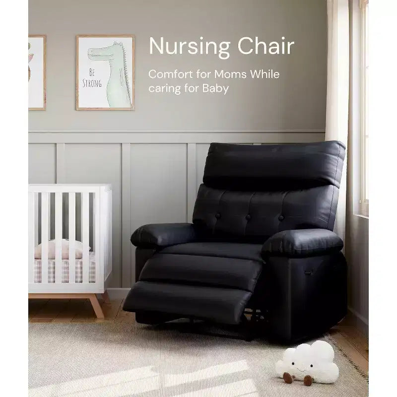 Oversized PU Leather Recliner Chair, Manual Reclining Armchair with Thick Padding & Wide Seat, for Living Room or Bedroom, 22 Extra Wide