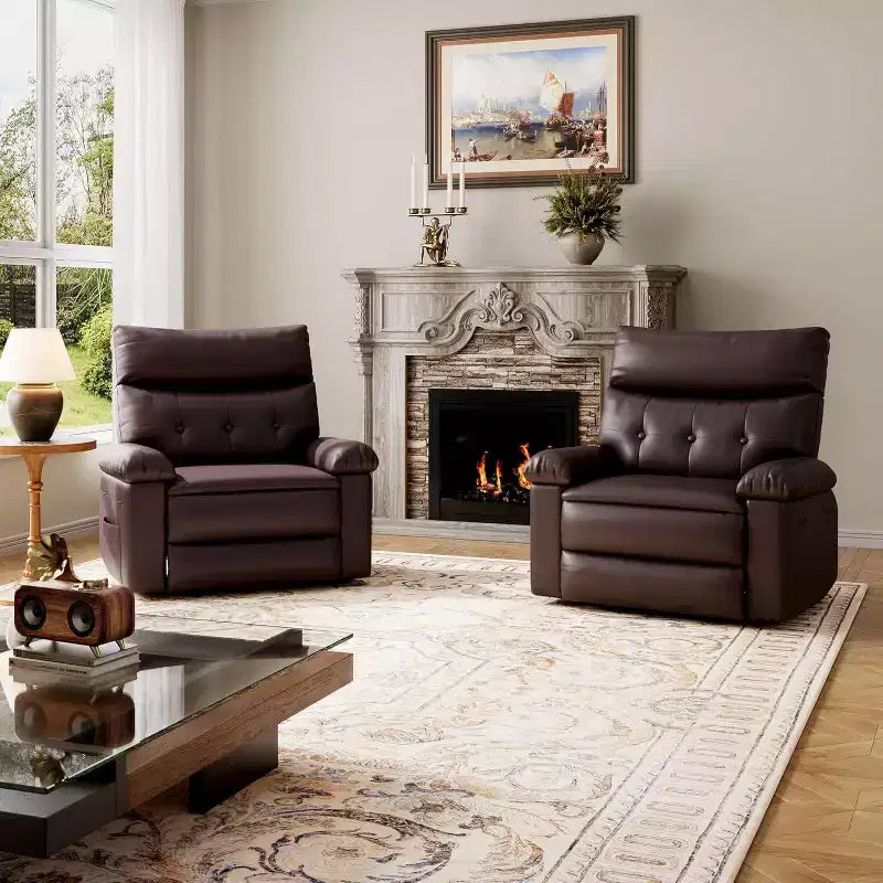 Oversized PU Leather Recliner Chair, Manual Reclining Armchair with Thick Padding & Wide Seat, for Living Room or Bedroom, 22 Extra Wide