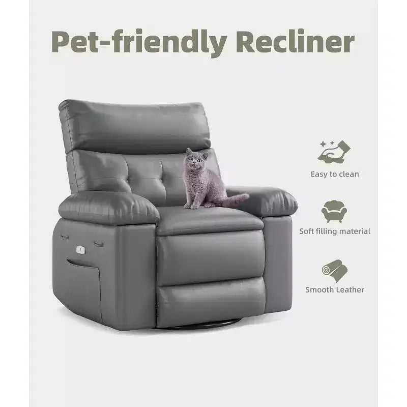 Oversized PU Leather Recliner Chair, Manual Reclining Armchair with Thick Padding & Wide Seat, for Living Room or Bedroom, 22 Extra Wide