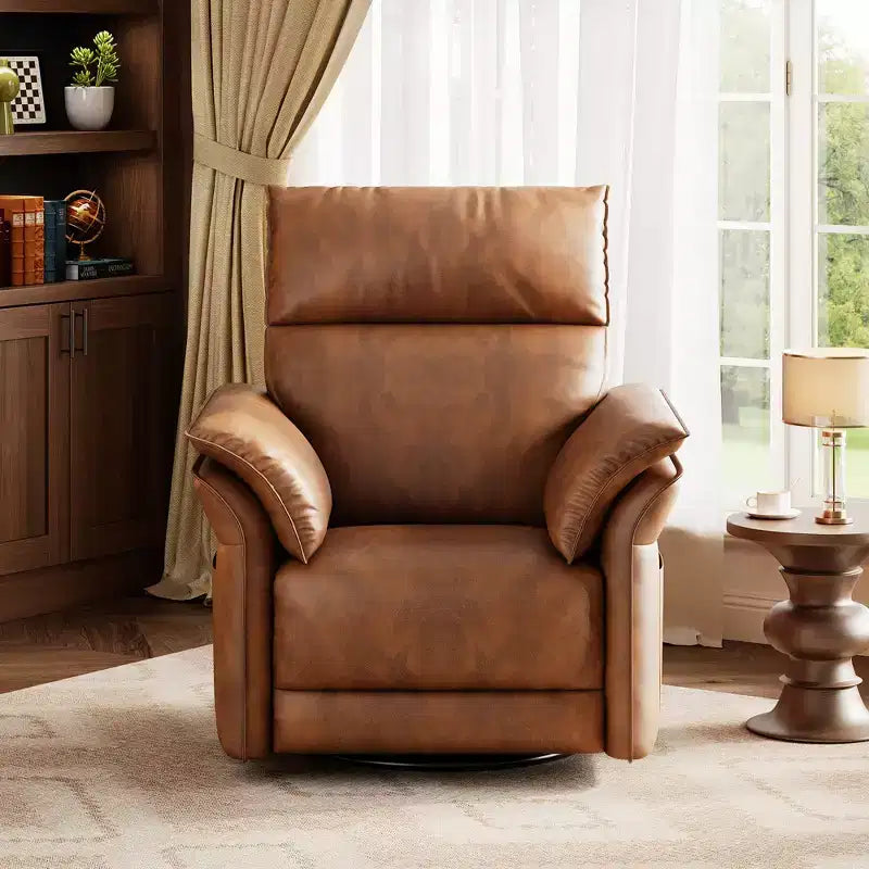 Swivel Rocker ChairRecliner Chair for Adults, Upholstered Fabric Glider Recliner Nursery Chair with Double-Layer Armrestsfor bedroomLiving Room