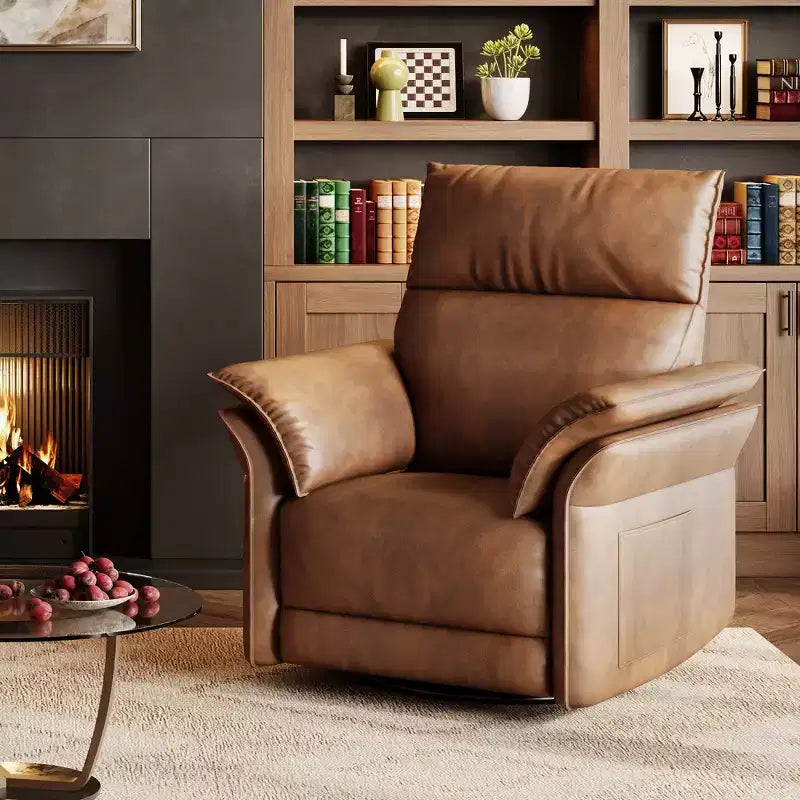 Swivel Rocker ChairRecliner Chair for Adults, Upholstered Fabric Glider Recliner Nursery Chair with Double-Layer Armrestsfor bedroomLiving Room