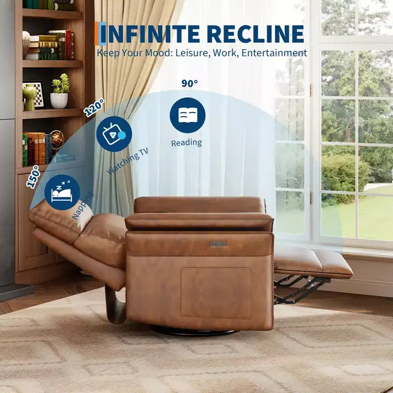 Swivel Rocker ChairRecliner Chair for Adults, Upholstered Fabric Glider Recliner Nursery Chair with Double-Layer Armrestsfor bedroomLiving Room