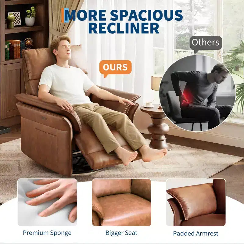 Swivel Rocker ChairRecliner Chair for Adults, Upholstered Fabric Glider Recliner Nursery Chair with Double-Layer Armrestsfor bedroomLiving Room