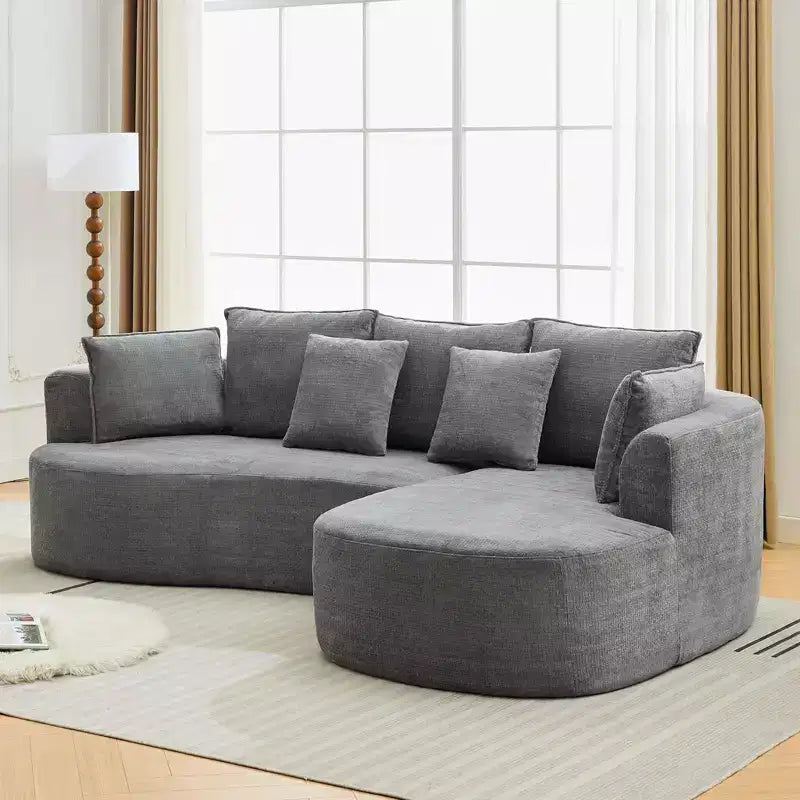 GustoWave 106 Modern Curved Sectional Cloud Sofa with Chaise Lounge, Modular Chenille Fabric Sleeper Couch, No Assembly Required