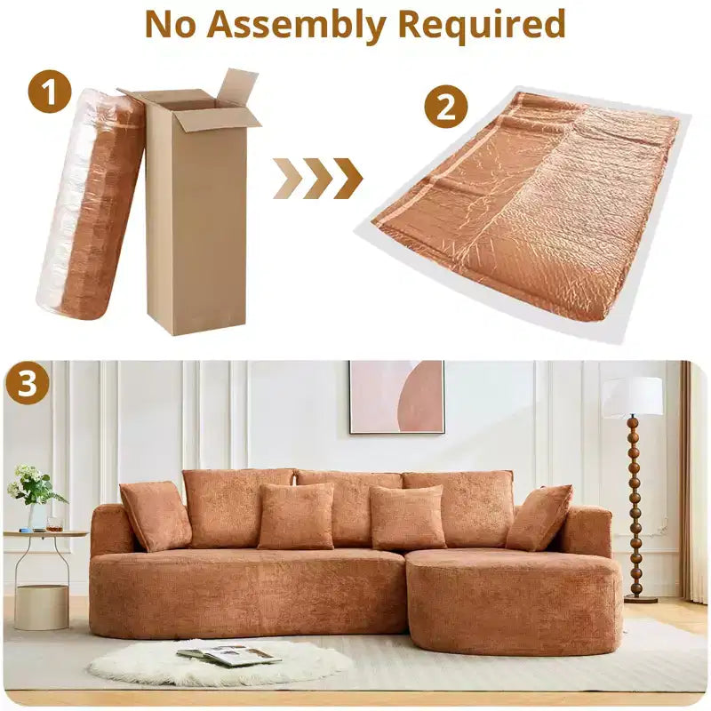 GustoWave 106 Modern Curved Sectional Cloud Sofa with Chaise Lounge, Modular Chenille Fabric Sleeper Couch, No Assembly Required