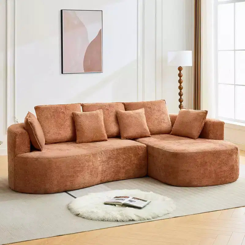 GustoWave 106 Modern Curved Sectional Cloud Sofa with Chaise Lounge, Modular Chenille Fabric Sleeper Couch, No Assembly Required