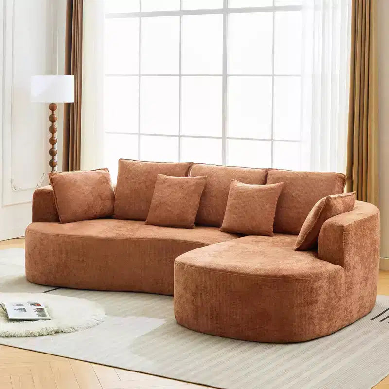 GustoWave 106 Modern Curved Sectional Cloud Sofa with Chaise Lounge, Modular Chenille Fabric Sleeper Couch, No Assembly Required
