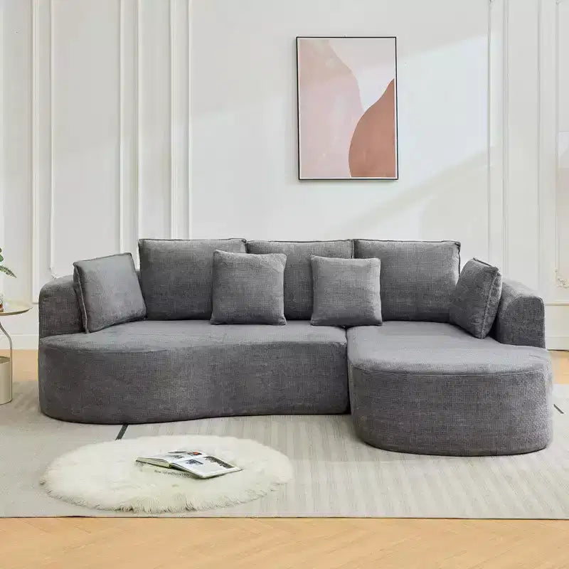 GustoWave 106 Sofá seccional moderno curvo tipo nube con chaise longue, sofá cama modular de tela chenille, no requiere montaje