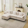 GustoWave 146 Fabric U-Shape 4 Seater Modular Sectional Couch, Oversized Cloud Sectional Sofa with Ottoman & Throw Pillows, Deep Seat