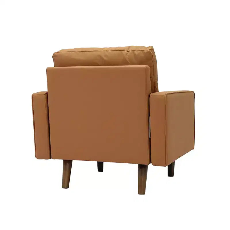 Tree City - 32'' Faux Leather Tufted Square Accent Armchair - Modern Chair for Living Room, Bedroom, Office & Small Spaces
