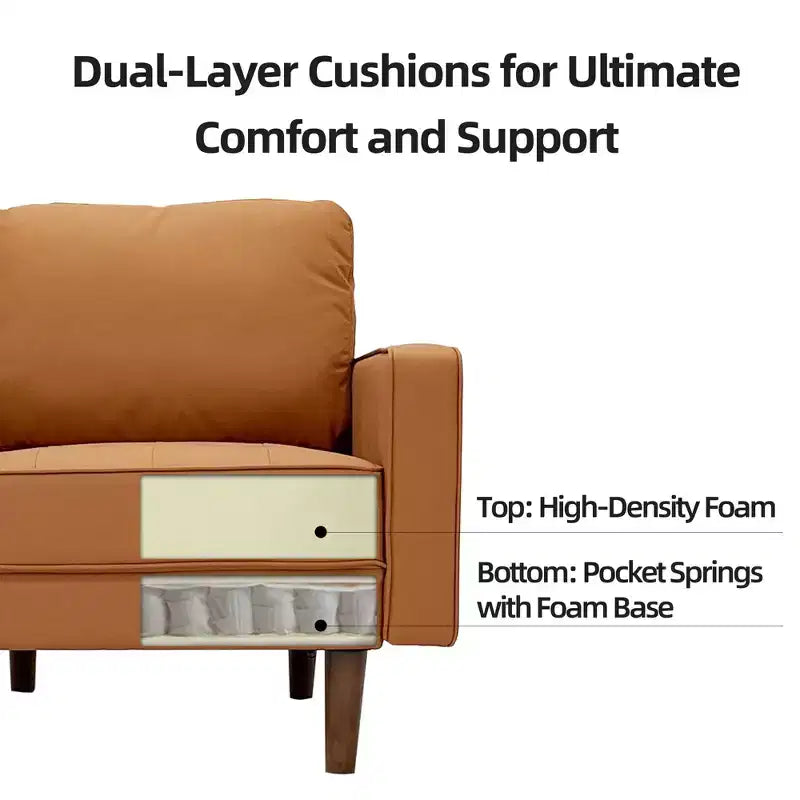 Tree City - 32'' Faux Leather Tufted Square Accent Armchair - Modern Chair for Living Room, Bedroom, Office & Small Spaces