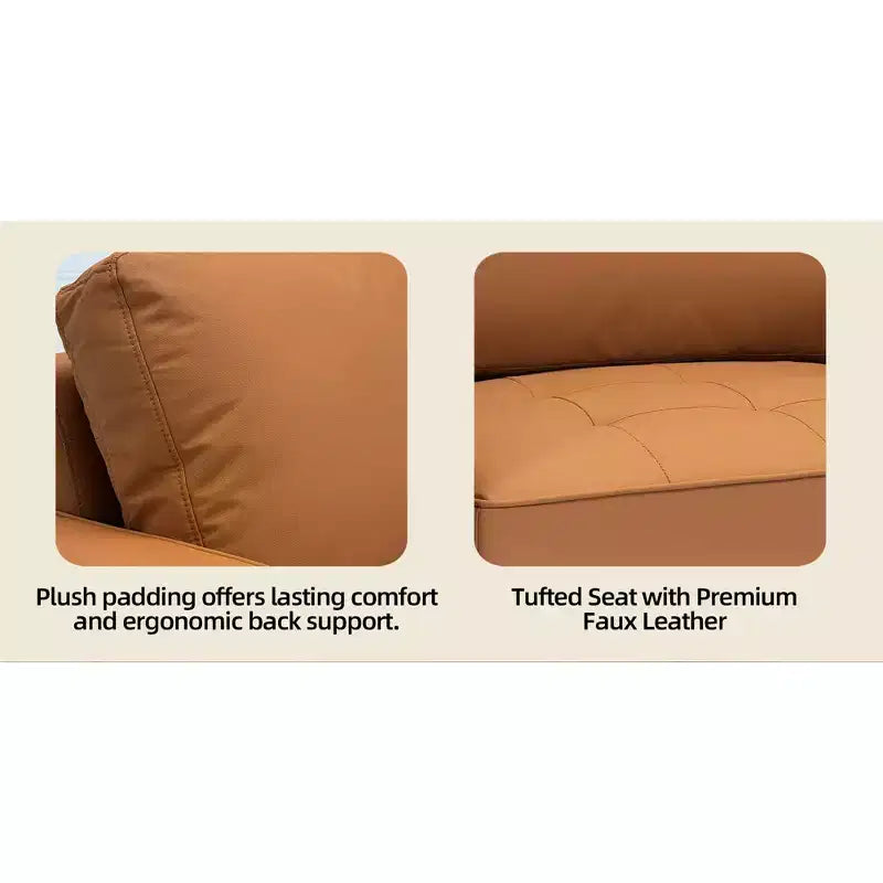 Tree City - 32'' Faux Leather Tufted Square Accent Armchair - Modern Chair for Living Room, Bedroom, Office & Small Spaces