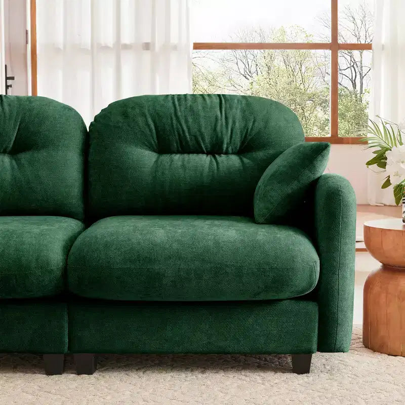 Cloud L-Shaped Sectional & Ottoman  Plush Chenille, Tufted High-Density Foam, Compact Corner Sofa for Living