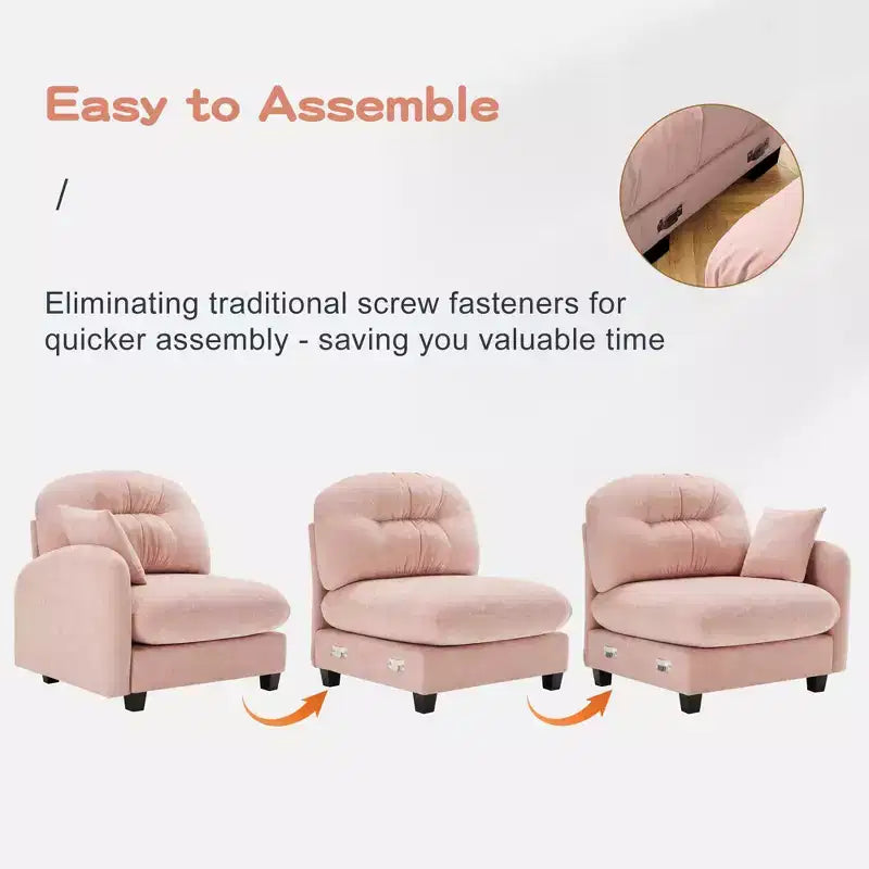 Cloud L-Shaped Sectional & Ottoman  Plush Chenille, Tufted High-Density Foam, Compact Corner Sofa for Living