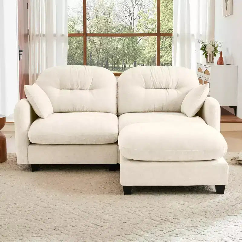 Cloud L-Shaped Sectional & Ottoman  Plush Chenille, Tufted High-Density Foam, Compact Corner Sofa for Living