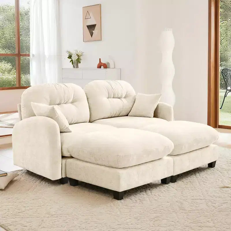 Cloud Chenille Sectional Sofa  Tufted High-Density Foam, Ergonomic Arms, Perfect for Bedroom or Small Living Room