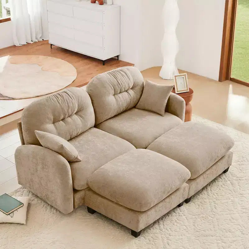 Cloud Chenille Sectional Sofa  Tufted High-Density Foam, Ergonomic Arms, Perfect for Bedroom or Small Living Room