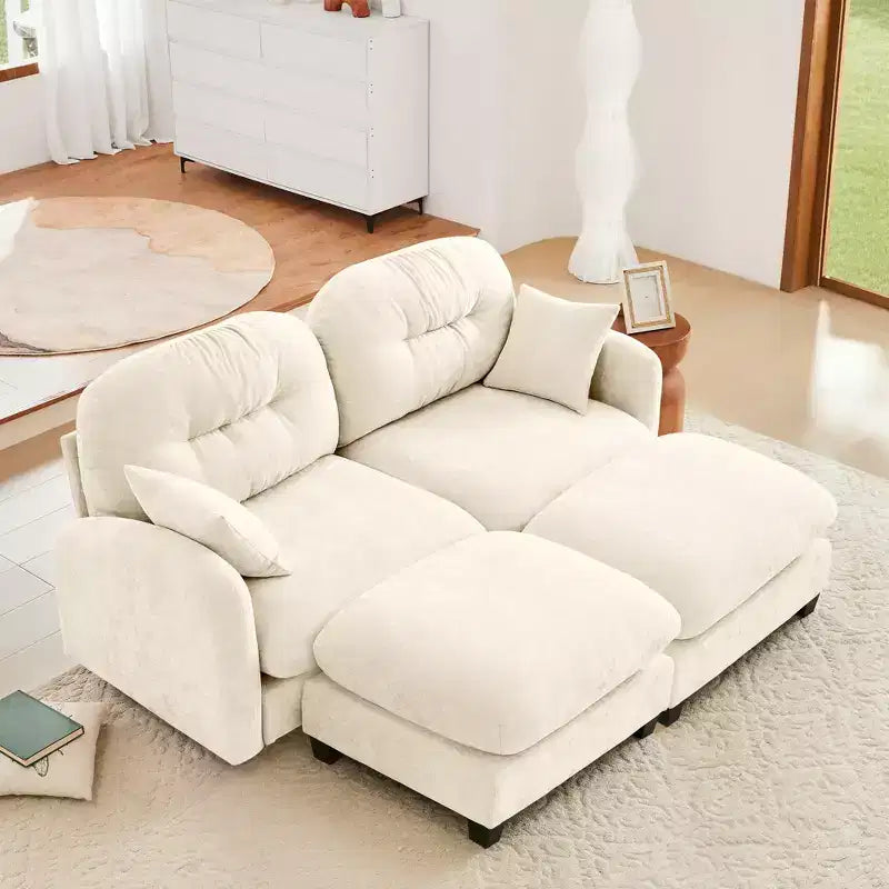 Cloud Chenille Sectional Sofa  Tufted High-Density Foam, Ergonomic Arms, Perfect for Bedroom or Small Living Room