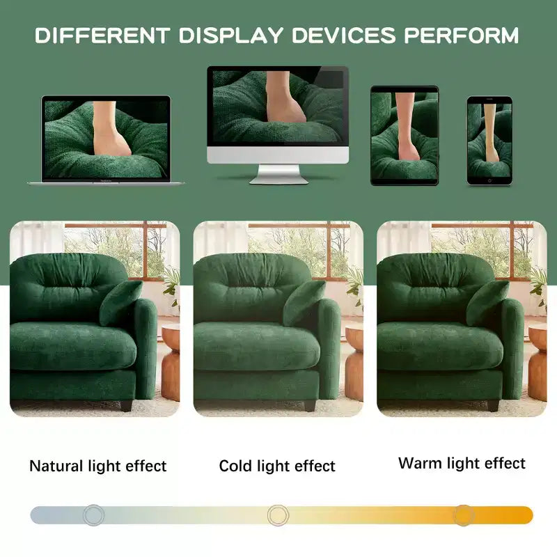 Cloud Chenille Sectional Sofa  Tufted High-Density Foam, Ergonomic Arms, Perfect for Bedroom or Small Living Room