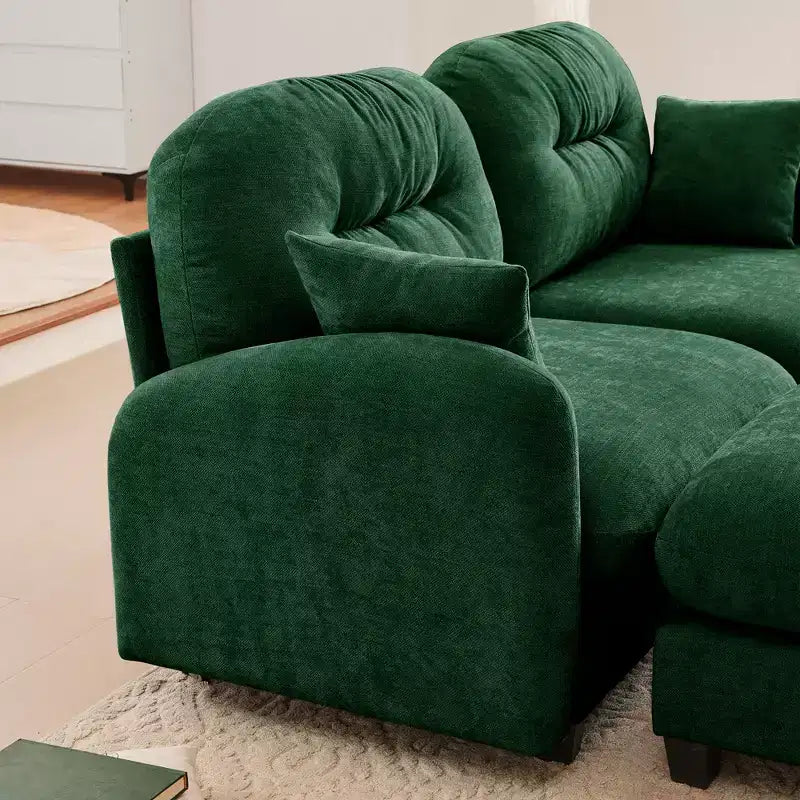Cloud Chenille Sectional Sofa  Tufted High-Density Foam, Ergonomic Arms, Perfect for Bedroom or Small Living Room