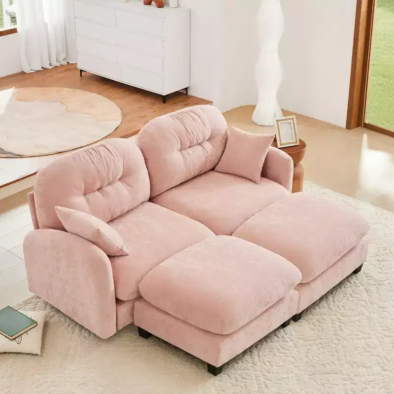 Cloud Chenille Sectional Sofa  Tufted High-Density Foam, Ergonomic Arms, Perfect for Bedroom or Small Living Room