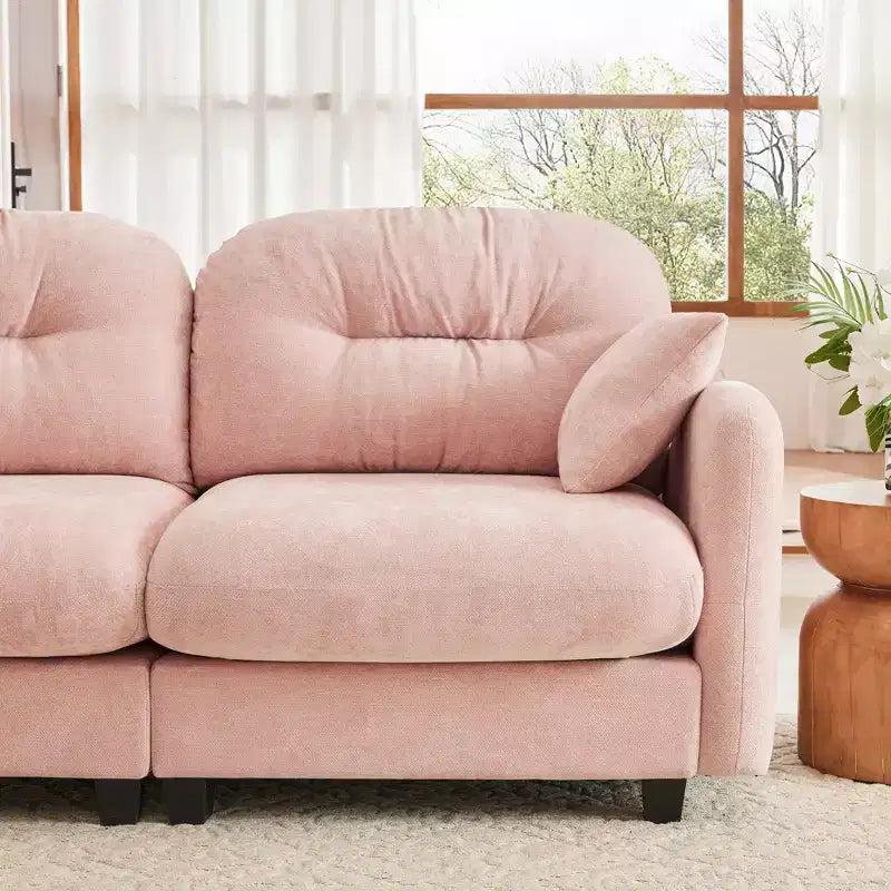 Cloud Chenille Sectional Sofa  Tufted High-Density Foam, Ergonomic Arms, Perfect for Bedroom or Small Living Room