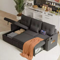 GustoWave Reversible Sectional Sofa Couch, 80 Sleeper Sofa Bed, L Shaped Couch with Pullout Bed for Living Room, Hidden Storage
