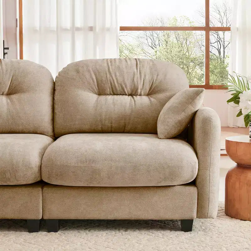 Cloud Modular 3-Seat Chenille Sectional  Tufted High-Density Foam, Ergonomic Arms, Solid-Wood Basfor Bedroom/Living Room