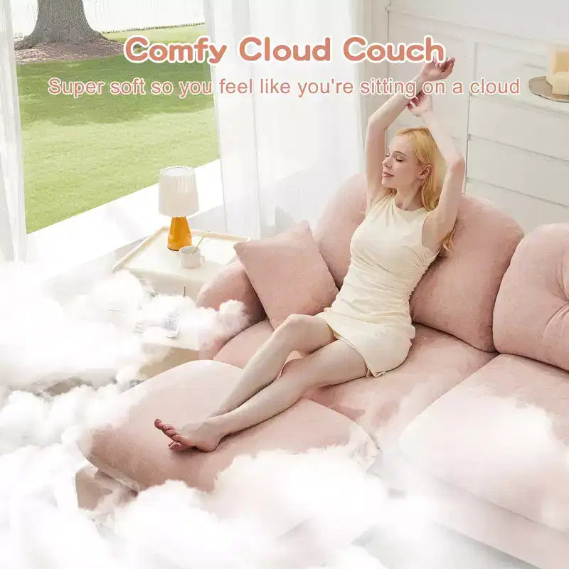 Cloud Modular 3-Seat Chenille Sectional  Tufted High-Density Foam, Ergonomic Arms, Solid-Wood Basfor Bedroom/Living Room