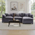 EHMKNP Corduroy 3-Seat Sectional Sofa - Modular with Ottoman