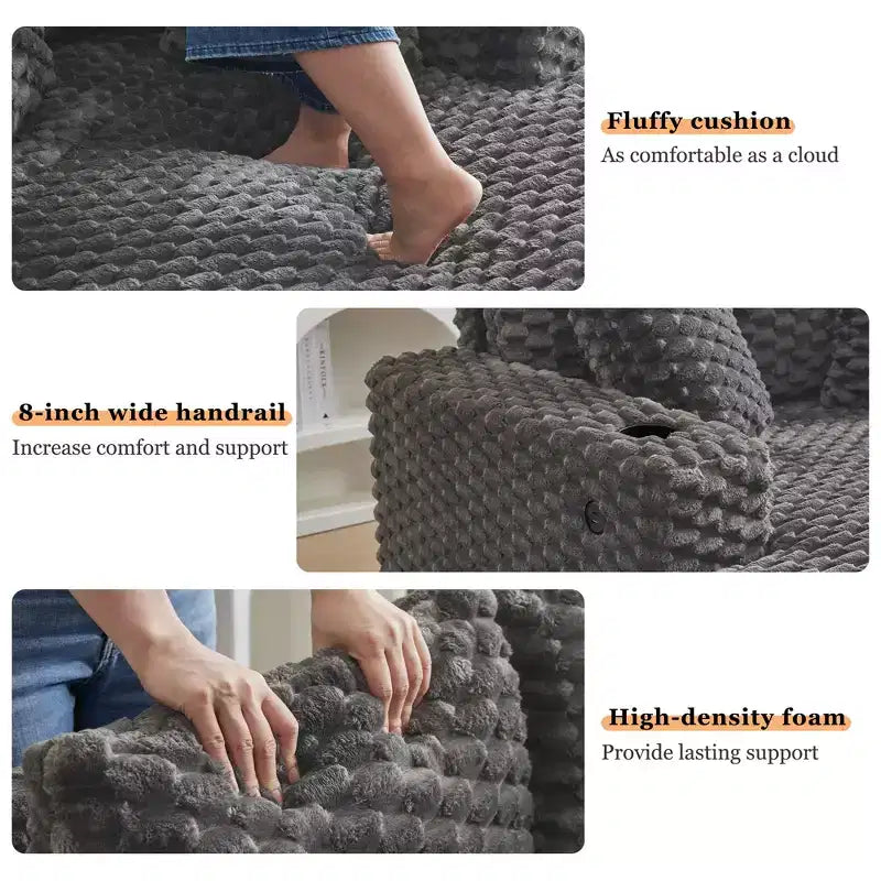 Indoor Chaise Lounge Chair, Upholstered Cozy Reading Chair with Pillows, Comfy Large Modern Sleeper Chair Couch Sofa Bed for Living Room Bedroom