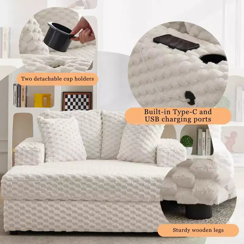 Indoor Chaise Lounge Chair, Upholstered Cozy Reading Chair with Pillows, Comfy Large Modern Sleeper Chair Couch Sofa Bed for Living Room Bedroom