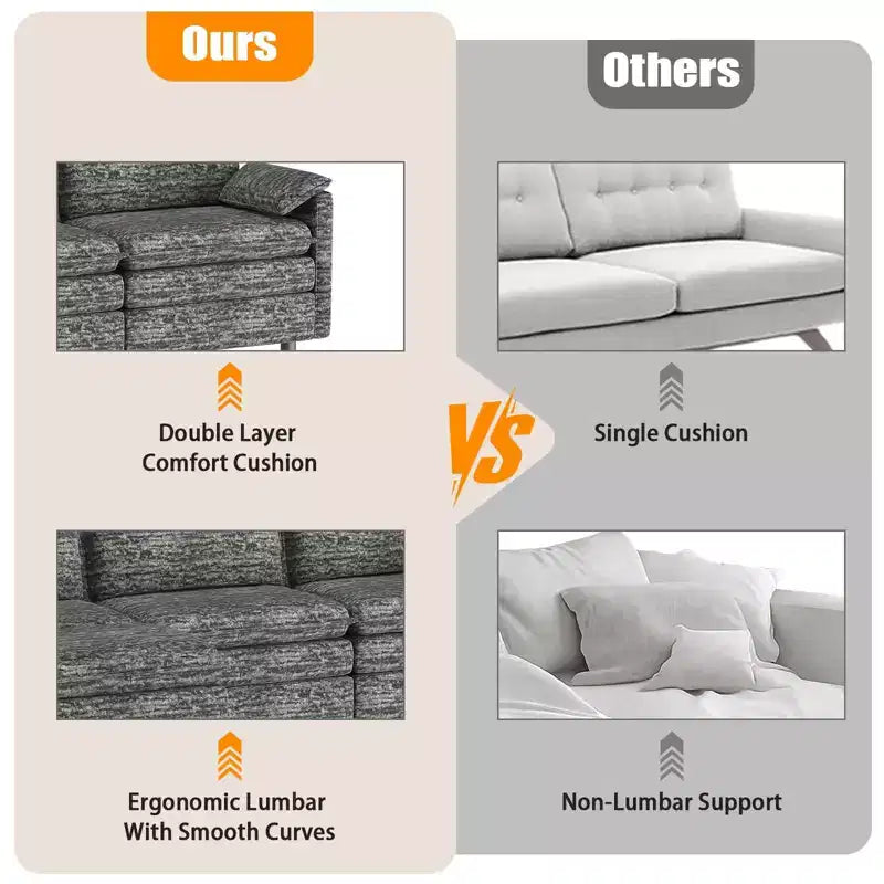 108 XL Modular Sectional Couch, Deep Seat Modern Chenille L Shaped Modular Sofa, Cloud Couch for 4 with Movable Ottoman, Sectional Sofa