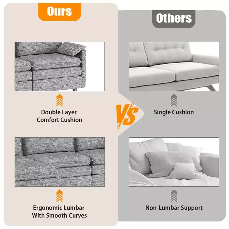 108 XL Modular Sectional Couch, Deep Seat Modern Chenille L Shaped Modular Sofa, Cloud Couch for 4 with Movable Ottoman, Sectional Sofa
