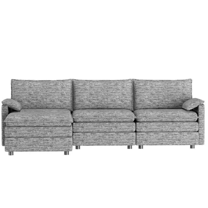 108 XL Modular Sectional Couch, Deep Seat Modern Chenille L Shaped Modular Sofa, Cloud Couch for 4 with Movable Ottoman, Sectional Sofa