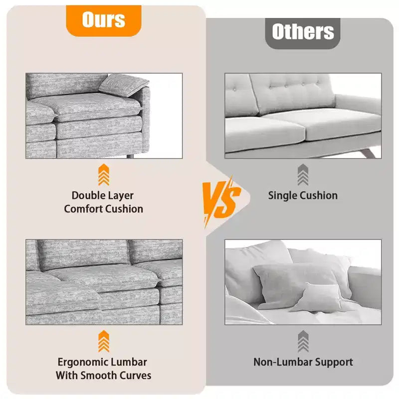 108 XL Modular Sectional Couch, Deep Seat Modern Chenille L Shaped Modular Sofa, Cloud Couch for 4 with Movable Ottoman, Sectional Sofa