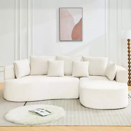 Canapé d'angle incurvé 106 avec coussins décoratifs, canapé modulaire 4 places de luxe en chenille nuage avec assise profonde, canapé de compression sans armature