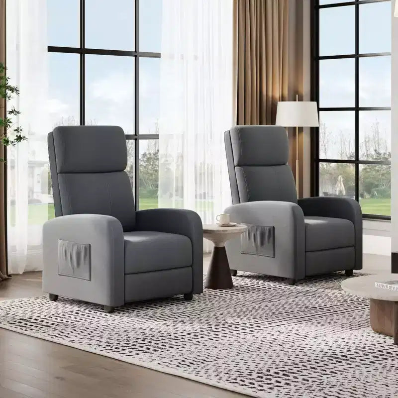 Recliner Chair for Adults, Lazy Recliner Ergonomic Adjustable Single Sofa Enhanced with Side Pocket, Tall Back, Wide Arms & Padded Seat
