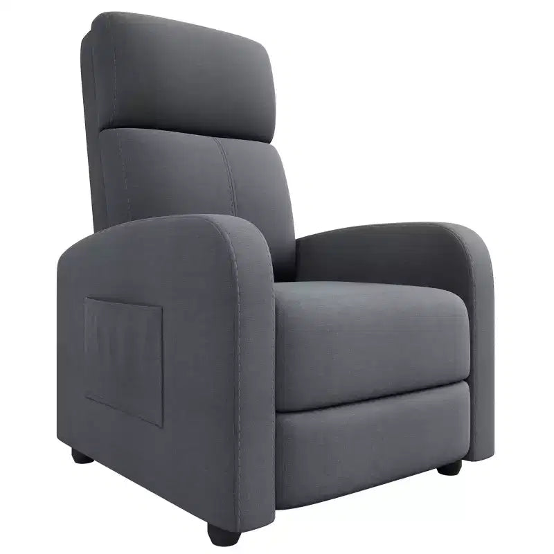 Sillón reclinable para adultos, sillón reclinable ergonómico ajustable con bolsillo lateral, respaldo alto, brazos anchos y asiento acolchado