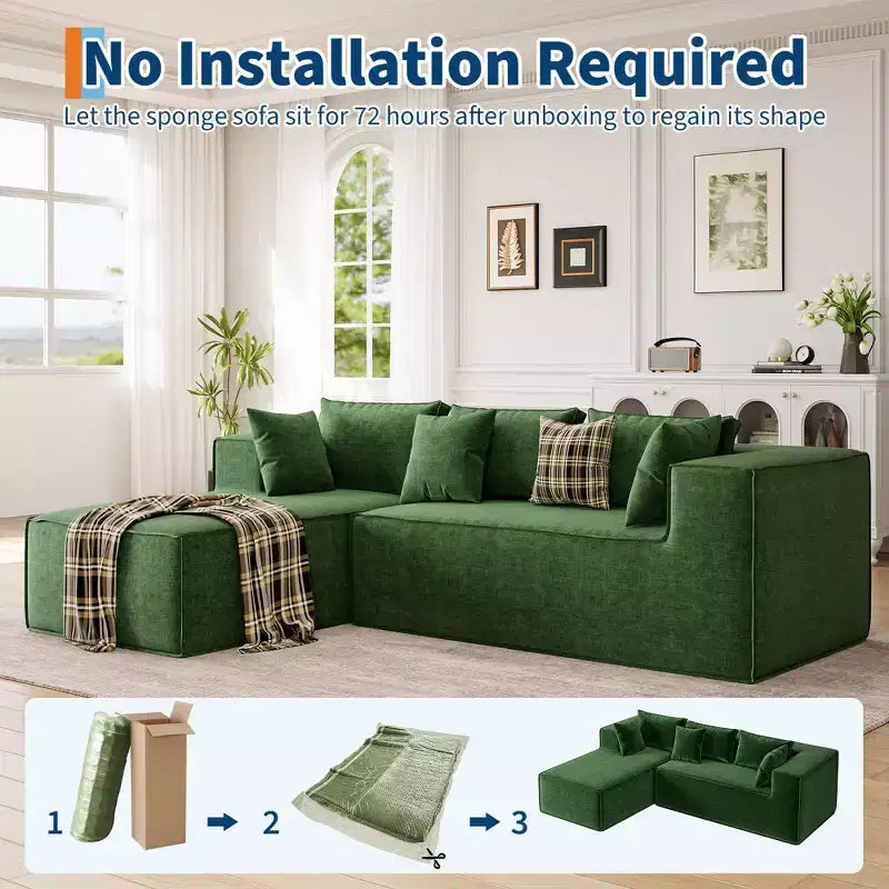 Modular Sectional Couches for Living Room, Cloud Sectional Couch with Deep Seat, 106.7 Modular L-Shape Sofa with Chaise, Upholstered Couches