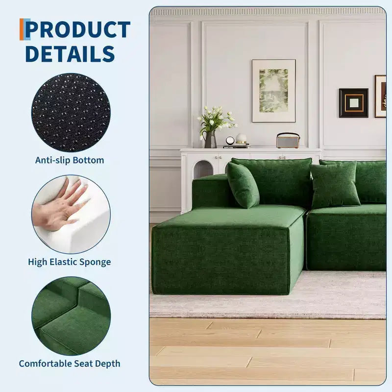 Modular Sectional Couches for Living Room, Cloud Sectional Couch with Deep Seat, 106.7 Modular L-Shape Sofa with Chaise, Upholstered Couches