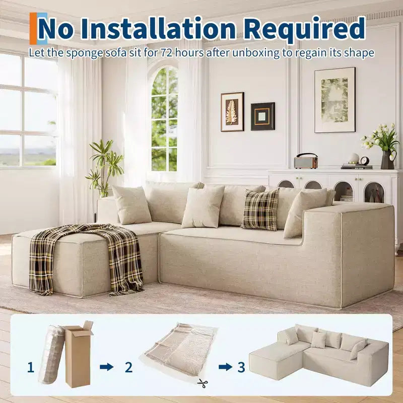 Modular Sectional Couches for Living Room, Cloud Sectional Couch with Deep Seat, 106.7 Modular L-Shape Sofa with Chaise, Upholstered Couches