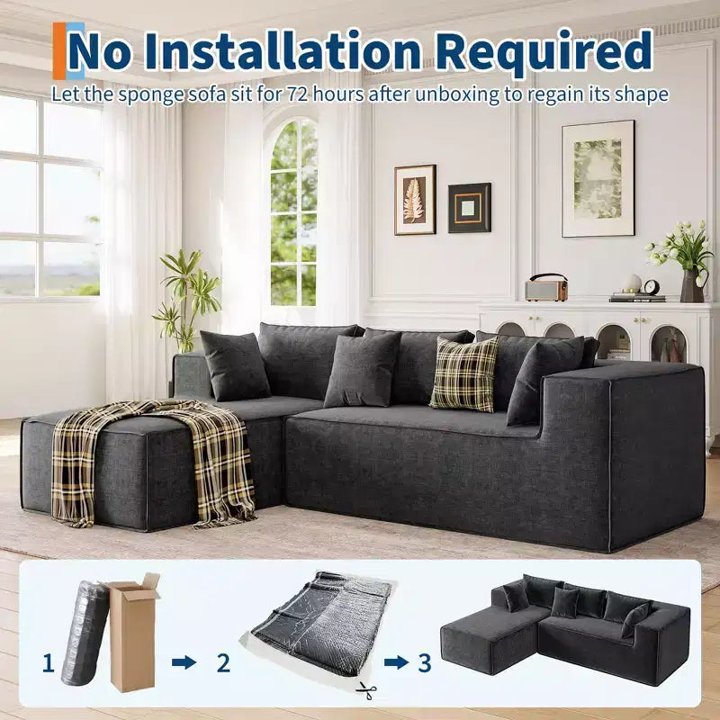 Modular Sectional Couches for Living Room, Cloud Sectional Couch with Deep Seat, 106.7 Modular L-Shape Sofa with Chaise, Upholstered Couches
