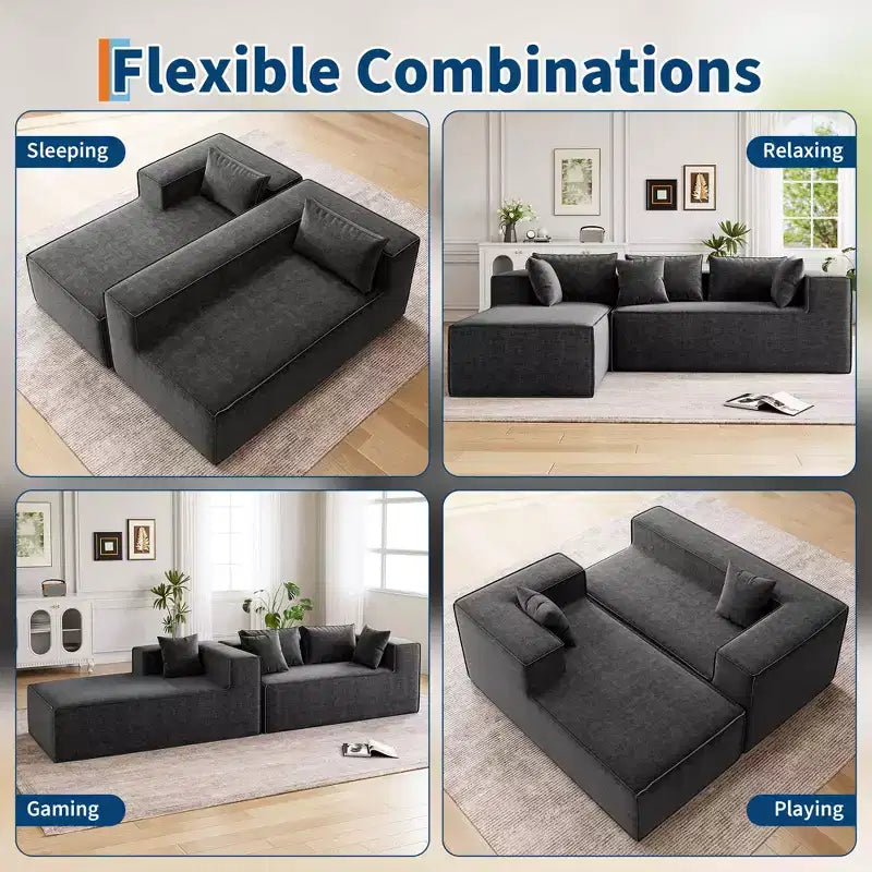 Modular Sectional Couches for Living Room, Cloud Sectional Couch with Deep Seat, 106.7 Modular L-Shape Sofa with Chaise, Upholstered Couches