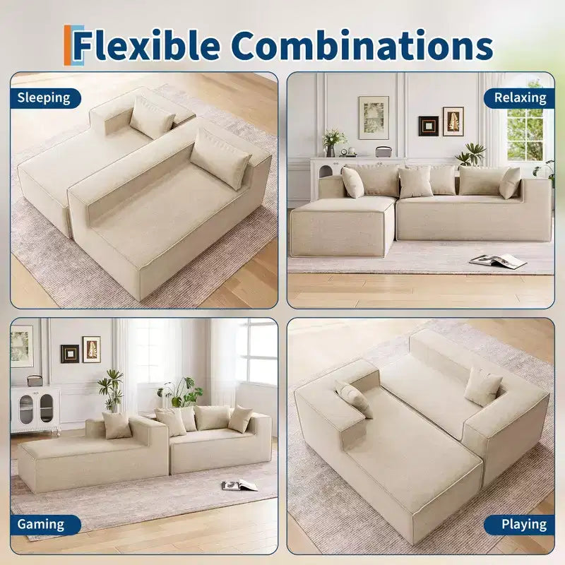 Modular Sectional Couches for Living Room, Cloud Sectional Couch with Deep Seat, 106.7 Modular L-Shape Sofa with Chaise, Upholstered Couches