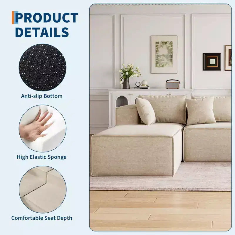 Modular Sectional Couches for Living Room, Cloud Sectional Couch with Deep Seat, 106.7 Modular L-Shape Sofa with Chaise, Upholstered Couches