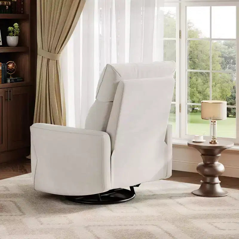 Power Recliner Chair, Swivel Rocker Chair for Adults, Upholstered Fabric Glider Recliner Nursery Chair with USB Ports